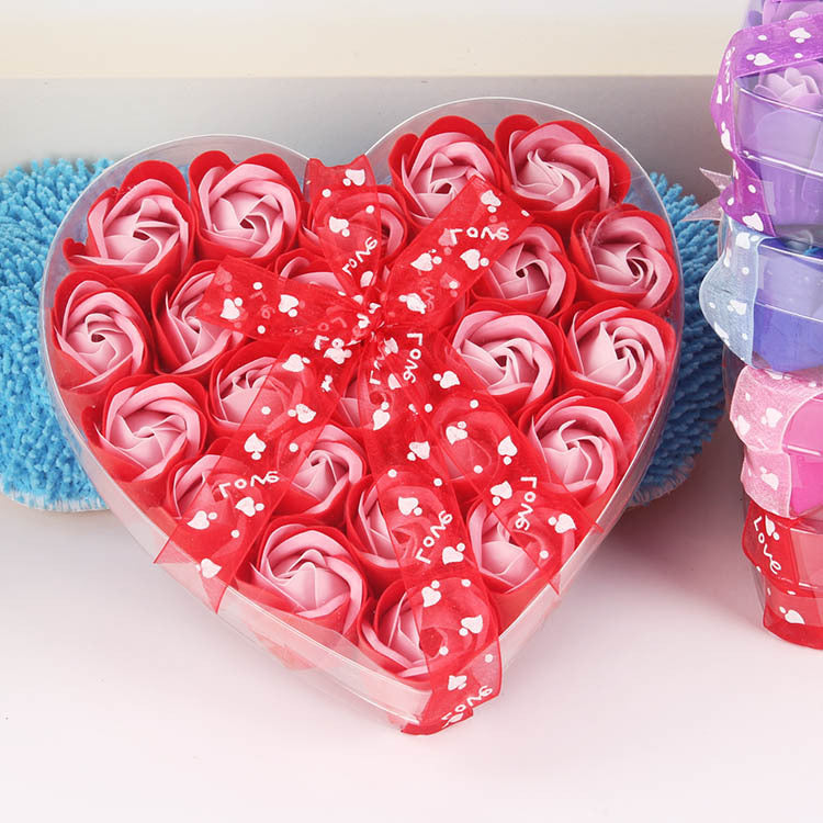 Rose-scented soap heart-shaped gift box